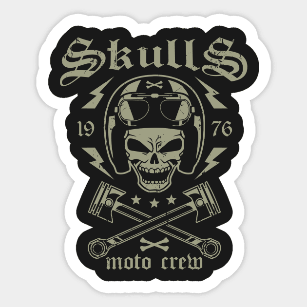 Skulls Moto Crew Sticker by Durro